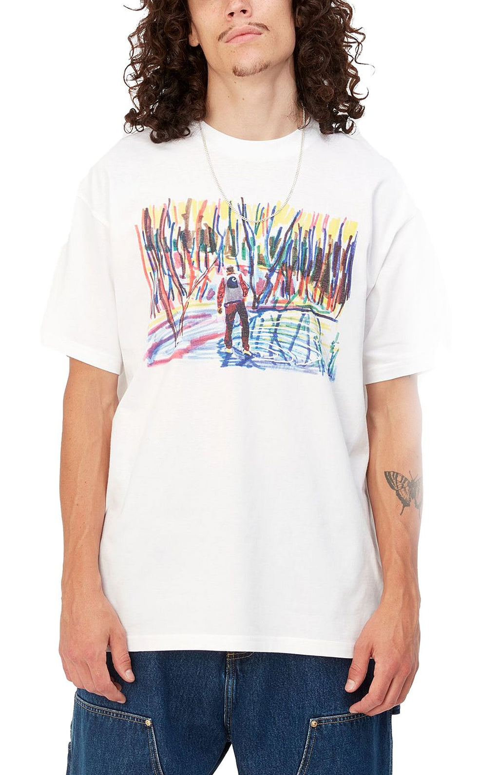 Carhartt Wip T-shirt S/s Ollie Mac Icy Lake Tee White Bianco Uomo - 2