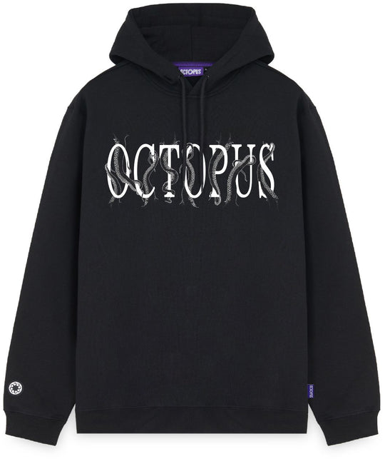  Octopus Felpa Tentacles Logo Hoodie Black Uomo Nero