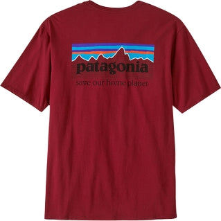  Patagonia T-shirt Men's P-6 Mission Organic Tee Wax Red Uomo Rosso