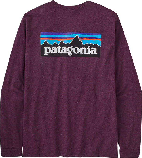 Patagonia t-shirt Men's Long-Sleeved P-6 Logo Responsibili-Tee Night Plum