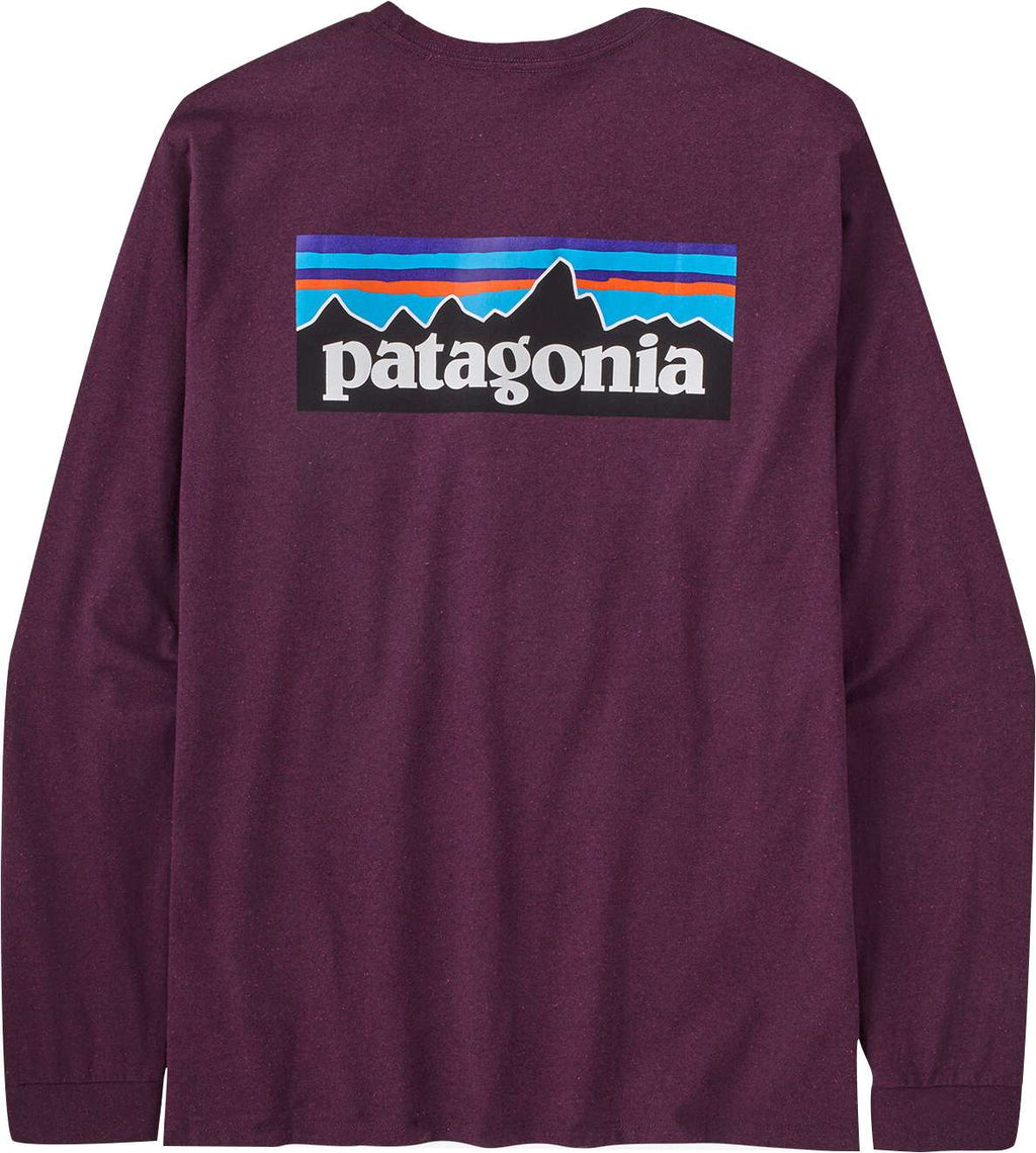  Patagonia T-shirt Men's Long-sleeved P-6 Logo Responsibili-tee Night Plum Viola Uomo - 1