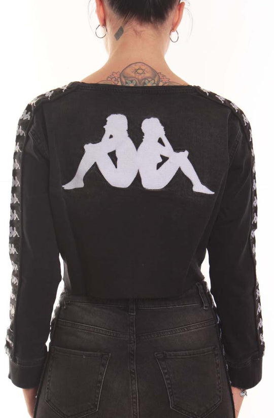  Kappa Maglia 222 Banda Bersy Denim Grey Dark Black Donna Nero