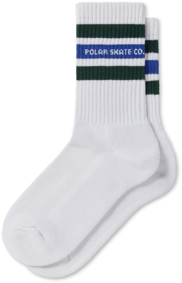  Polar Skate Co. Calze Fat Stripe Socks White Green Blue Uomo Bianco