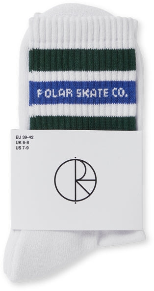  Polar Skate Co. Calze Fat Stripe Socks White Green Blue Bianco Uomo - 2
