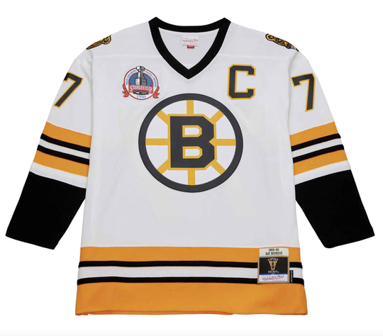  Mitchell & Ness T-shirt Nhl Ls Blue Line Ray Bourque Boston Bruins White 1989 Jersey Mitchell E Ness Uomo Bianco