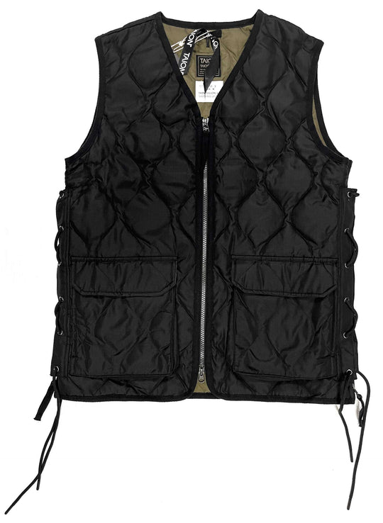  Taion Gilet W Zip Lace Up V Vest Black Uomo Nero