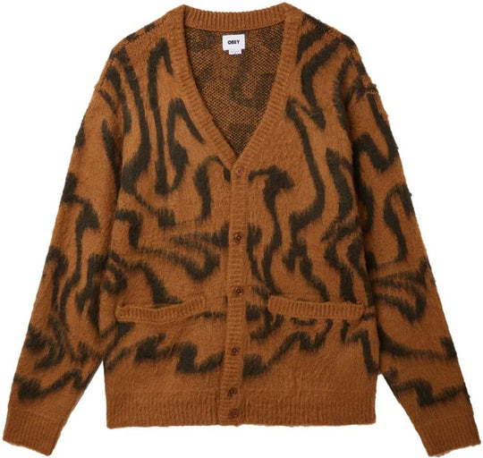 Obey Maglione Pally Cardigan Catechu Wood Uomo Marrone