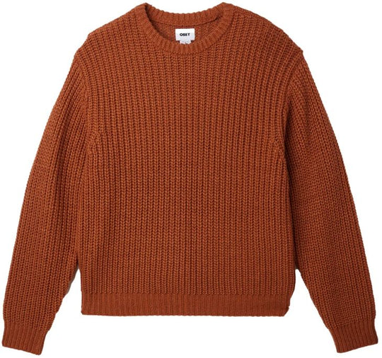  Obey Maglione Theo Sweater Chestnutbrown Uomo Marrone