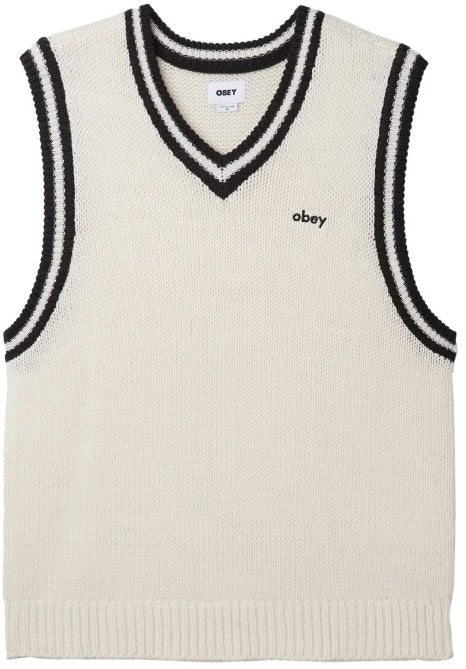  Obey Maglione Alden Sweater Vest Unbleached Multi Uomo Bianco