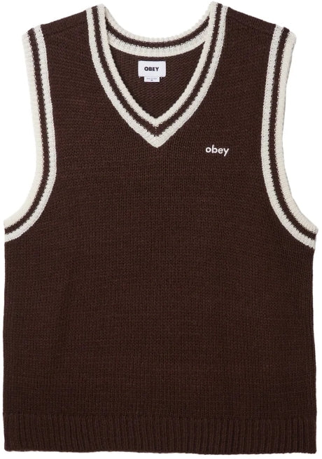  Obey Maglione Alden Sweater Vest Jave Brown Multi Uomo Marrone