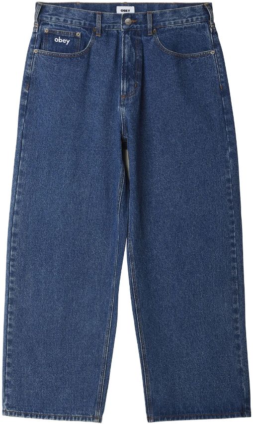  Obey Jeans Bigwig Baggy Denim Stonewash Indigo Uomo Blu