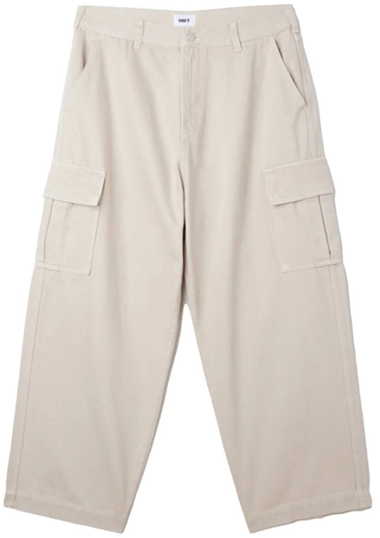  Obey Jeans Big Wig Cargo Denim Pant Clay Uomo Bianco