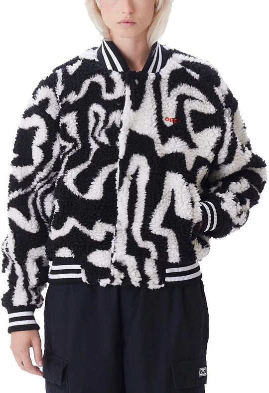  Obey Giacca W Mazy Varsity Jacket Black Multi Donna Nero