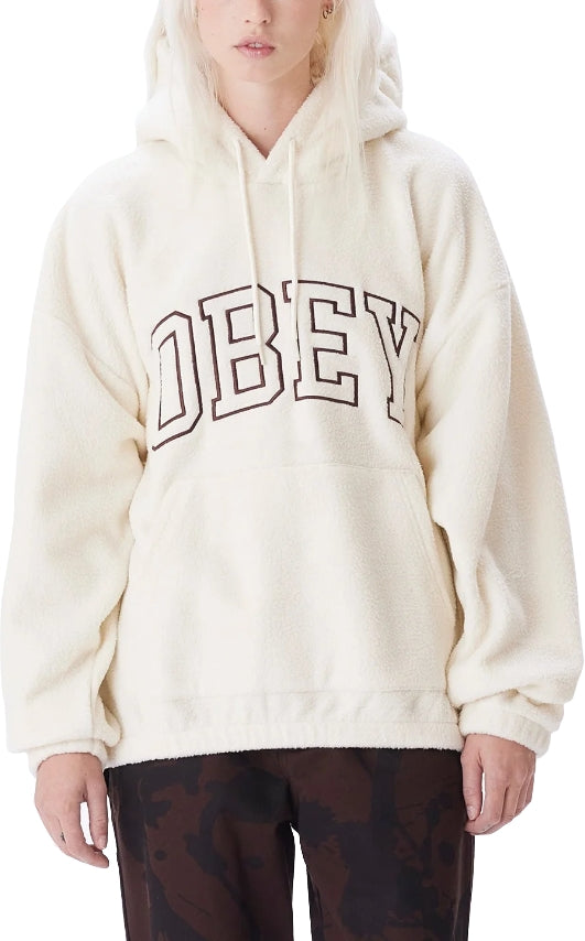  Obey Felpa W Collegiate Hood Fleece Unbleached Bianco Donna - 1
