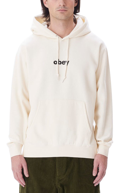  Obey Felpa Lowercase Hood Unbleached Uomo Beige