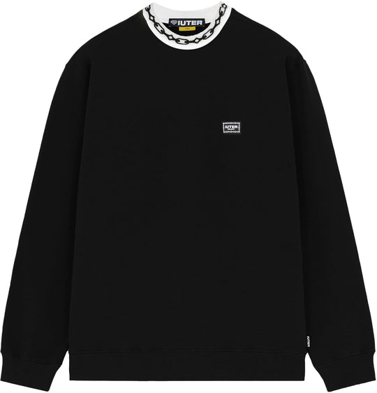  Iuter Felpa Chain Collar Crewneck Black Uomo Nero