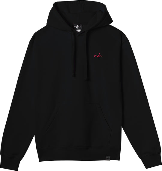  Mdn Felpa Basic Logo Embroidered Hoody Black Magenta Uomo Nero