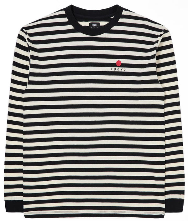 Edwin t-shirt LS Basic Stripe black white
