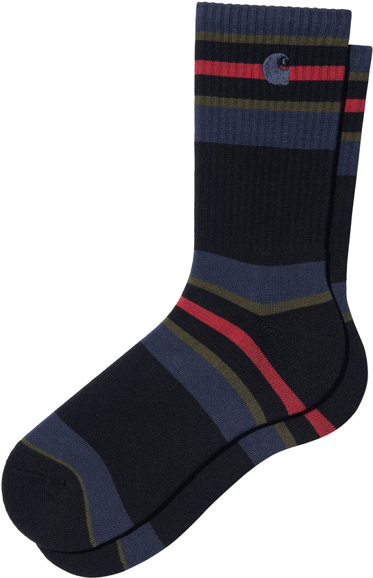  Carhartt Wip Calze Oregon Socks Starco Stripe Black Uomo Nero