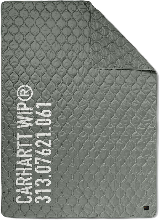  Carhartt Wip Coperta Tour Quilted Blanket Smoke Green Reflective Uomo Verde