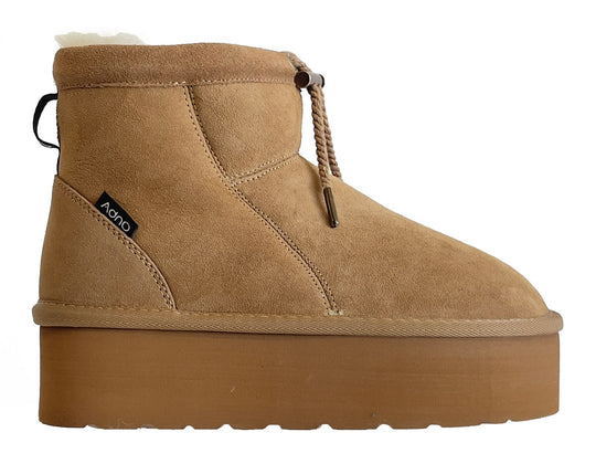  Adno Stivali Maxi Lull Bootie 6.4 W Sheep Skin Suede Chestnut Donna Marrone