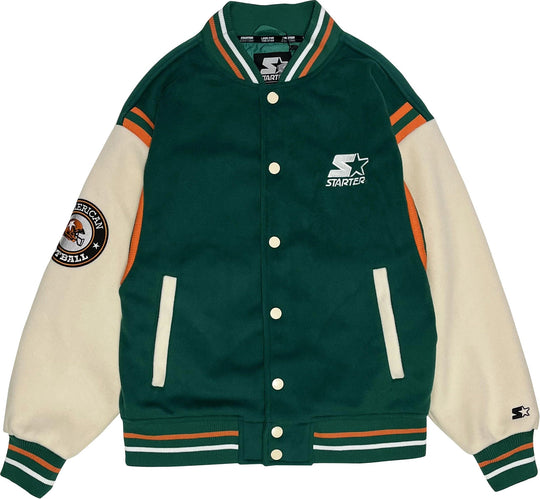  Starter Giacca Bomber Varsity Jacket Patch Verde Campione Uomo