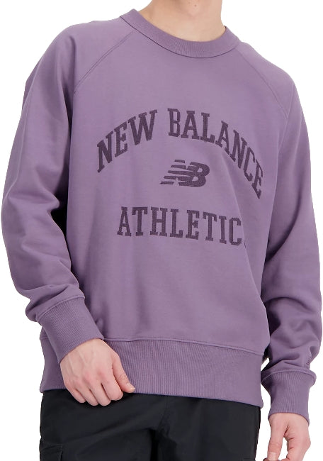  New Balance Felpa Athletics Varsity Fleece Crewneck Violet Uomo Viola