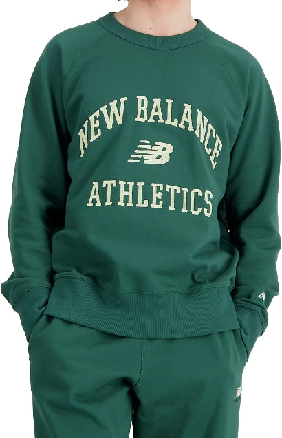  New Balance Felpa Athletics Varsity Fleece Crewneck Nightwatch Green Uomo Verde