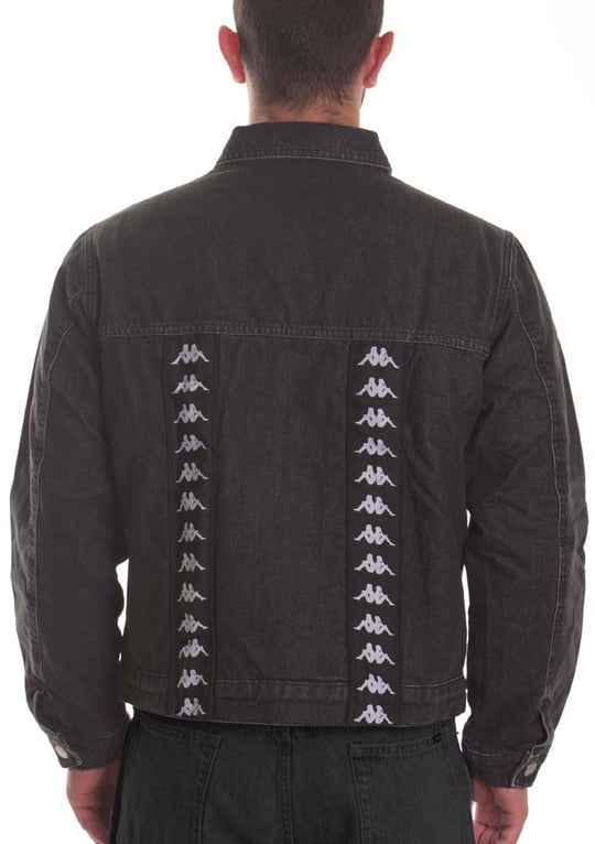  Kappa Giacca 222 Banda Bascino Denim Grey Dark Black Uomo Nero