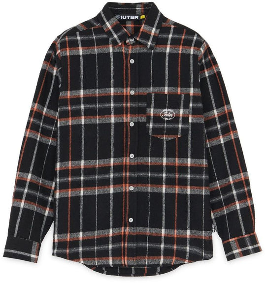  Iuter Camicia Milano Flannel Shirt Black Uomo Nero