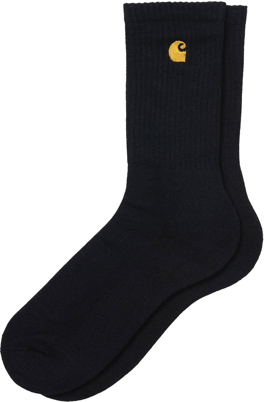  Carhartt Wip Calze Chase Socks Black Gold Uomo Nero