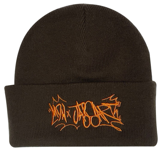  Mdn X Jassart Cuffia Tag Beanie Chocolate Orange Uomo Marrone