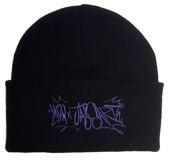  Mdn X Jassart Cuffia Tag Beanie Black Purple Uomo Nero