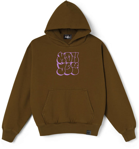  Mdn X Jassart Felpa Throwup Hoodie Chocolate Purple Uomo Marrone
