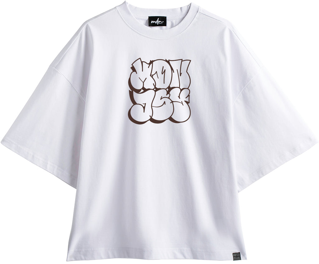  Mdn X Jassart T-shirt Throwup Boxy Tee White Bianco Uomo - 1