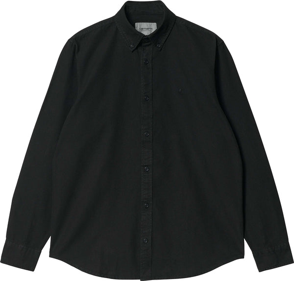 Carhartt Wip camicia L/S Bolton Shirt black garment dyed