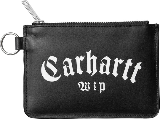  Carhartt Wip Onyx Zip Wallet Leather Black White Uomo Nero