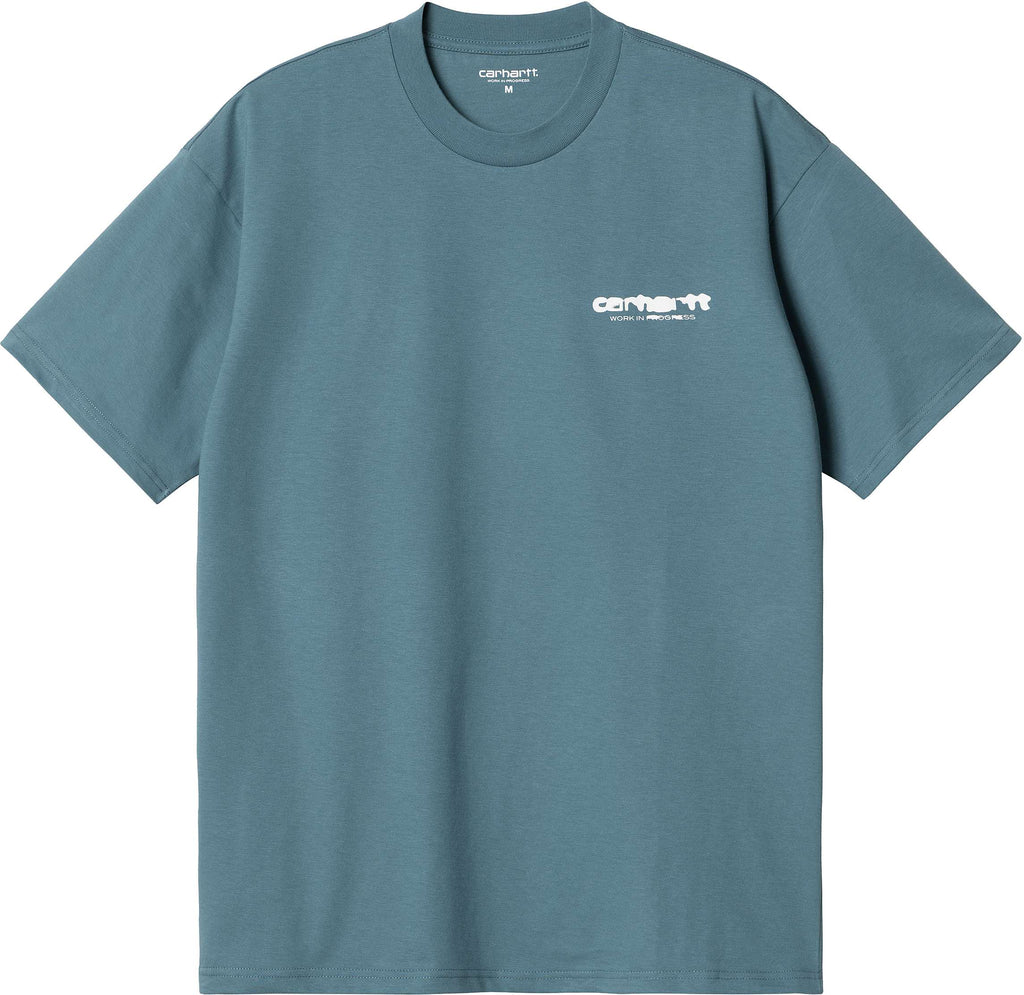  Carhartt Wip T-shirt Ss Ink Bleed T-shirt Organic Vacouver Blue White Bianco Uomo - 1