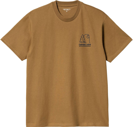  Carhartt Wip T-shirt Ss Groundworks T-shirt Organic Hamilton Brown Uomo Marrone