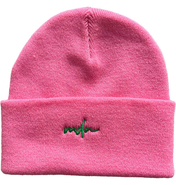 MDN cuffia Acrylic Logo Beanie pink green