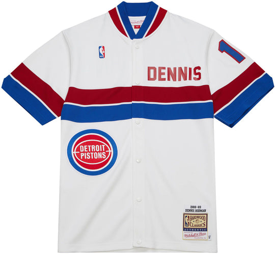  Mitchell & Ness Giacca Shooting Shirt Pistons 1988 Dennis Rodman White Mitchell E Ness Uomo Bianco