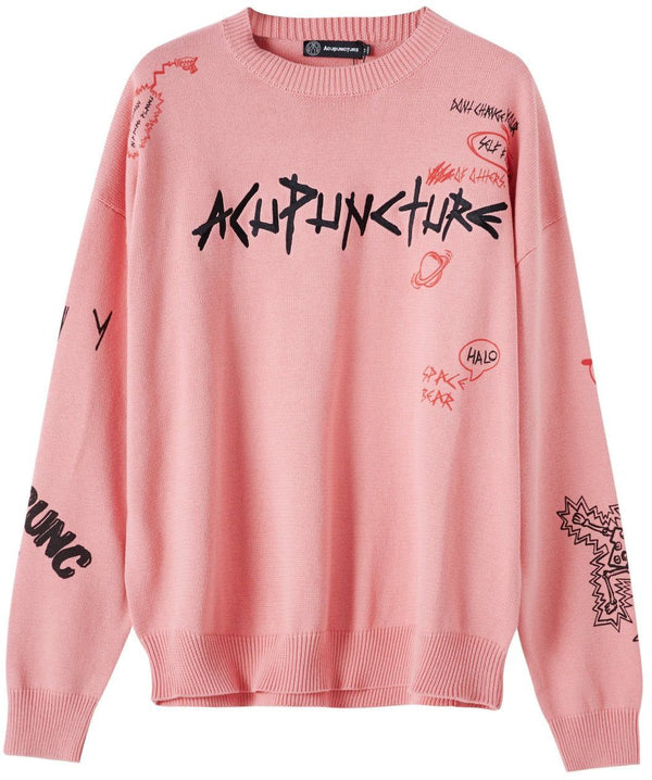 Acupuncture maglione Acu Sweater Graffiti Logo pink