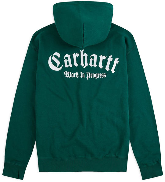  Carhartt Wip Felpa Hooded Onyx Script Sweat Chervil White Uomo Verde