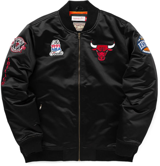  Mitchell & Ness Giacca Nba Satin Bomber Jacket Chicago Bulls Black Mitchell E Ness Uomo Nero