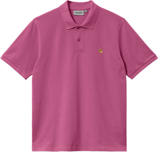  Carhartt Wip Polo Ss Chase Pique Polo Magenta Gold Uomo