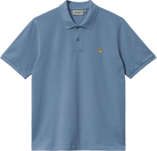  Carhartt Wip Polo Ss Chase Pique Polo Sorrent Gold Uomo Blue