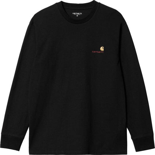  Carhartt Wip T-shirt Ls American Script T-shirt Black Uomo Nero