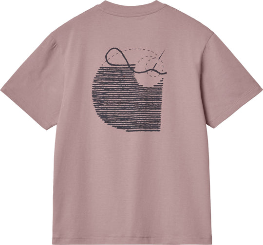  Carhartt Wip T-shirt W Ss Stitch T-shirt Glassy Pink Dark Navy Donna Rosa