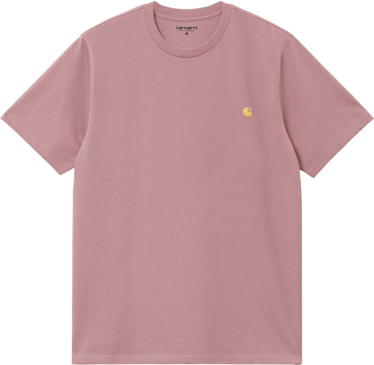  Carhartt Wip T-shirt S/s Chase Tee Glassy Pink Gold Uomo Rosa