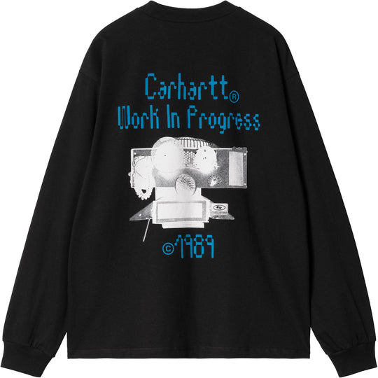  Carhartt Wip T-shirt Ls Soundface Tee Black Uomo Nero